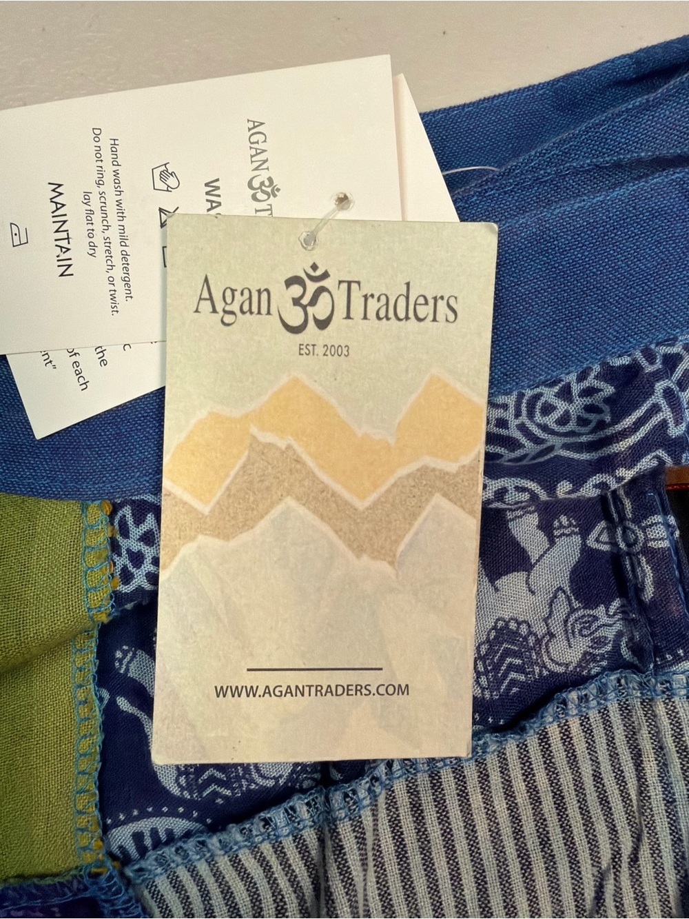 Agan Traders Blue Multicolor Patchwork Cotton Long Wrap Skirt Tie Size XXL - Picture 9 of 12